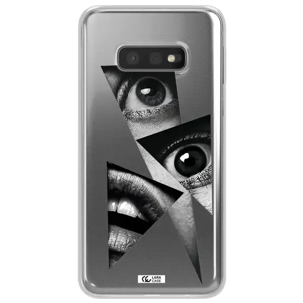 a close-up of a woman's eyes and lips Samsung S10e Clear TPU Case