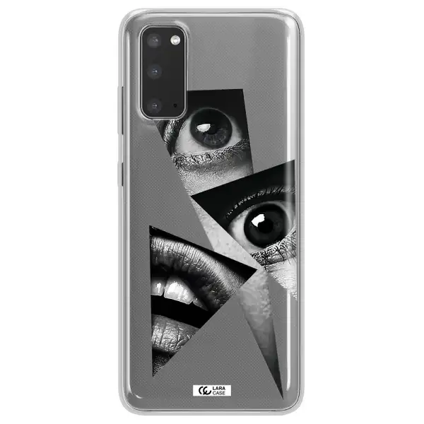 a close-up of a woman's eyes and lips Samsung S20 Clear TPU Case