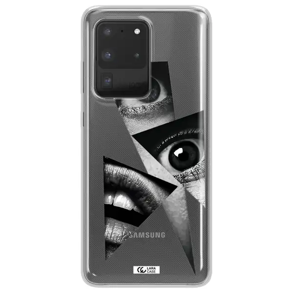a close-up of a woman's eyes and lips Samsung S20 Ultra Clear TPU Case