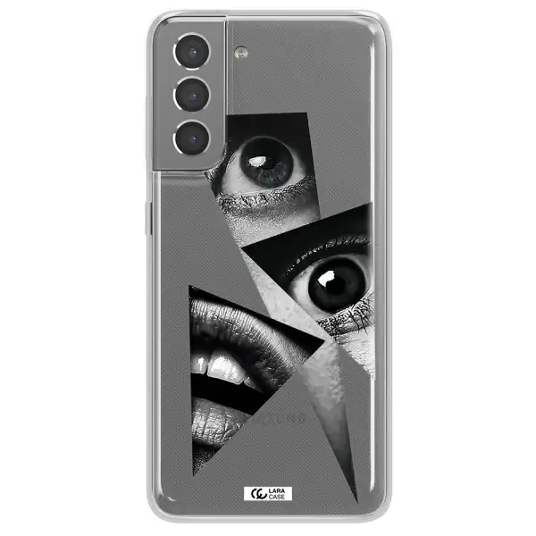 a close-up of a woman's eyes and lips Samsung S21 Clear TPU Case