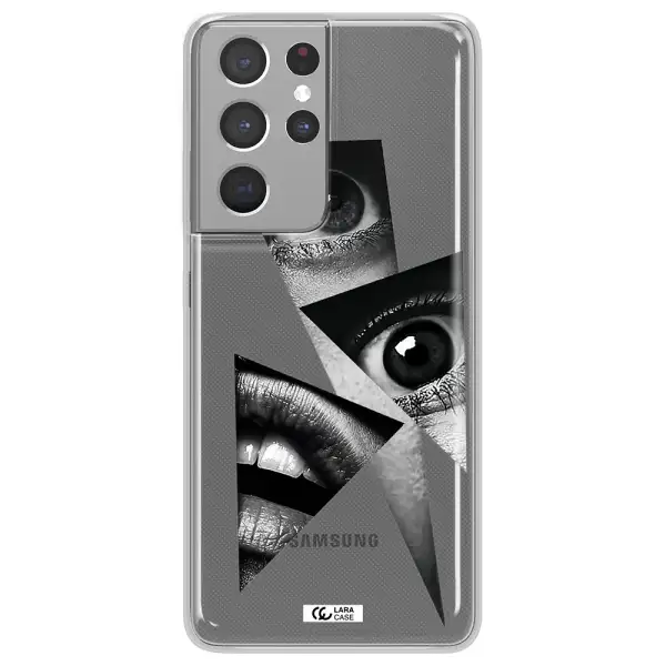 a close-up of a woman's eyes and lips Samsung S21 Ultra Clear TPU Case