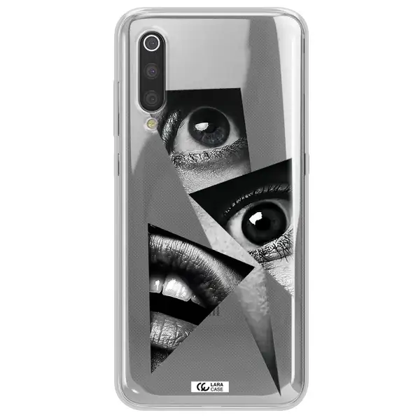 a close-up of a woman's eyes and lips Xiaomi Mi 9 Clear TPU Case