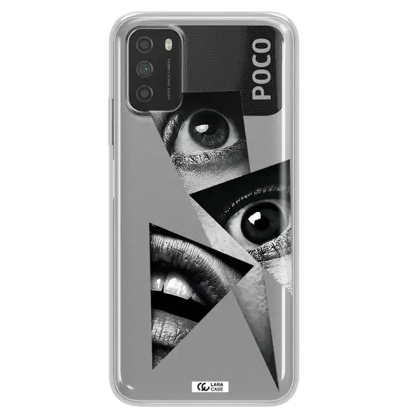 a close-up of a woman's eyes and lips Xiaomi Poco M3 Clear TPU Case