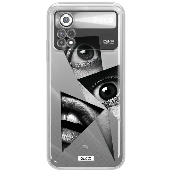 a close-up of a woman's eyes and lips Xiaomi Poco X4 Pro Clear TPU Case