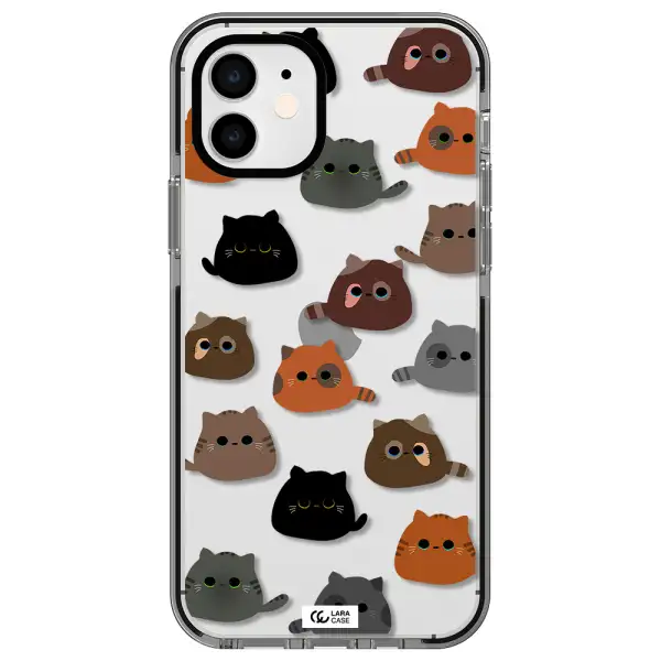 a group of cats with different colors Apple iPhone 11 impact black border Case