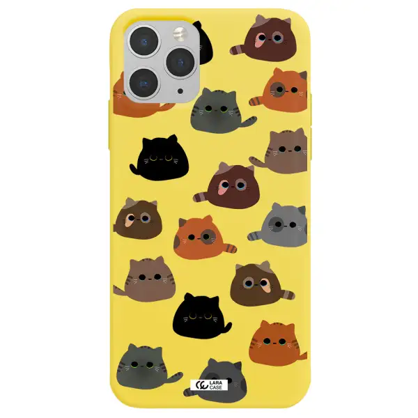 a group of cats with different colors Apple iPhone 11 pro max Silicone canary yellow Case