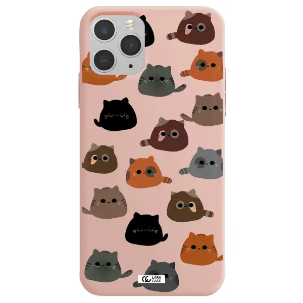 a group of cats with different colors Apple iPhone 11 pro max Silicone pastel pink Case