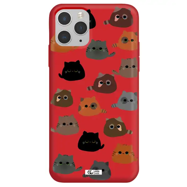 a group of cats with different colors Apple iPhone 11 pro Silicone Imperial Red Case