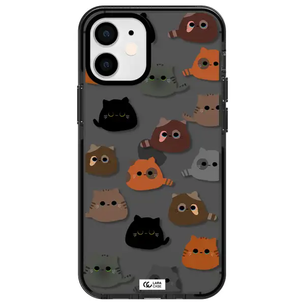 a group of cats with different colors Apple iPhone 12 mini impact Smoke Black Case