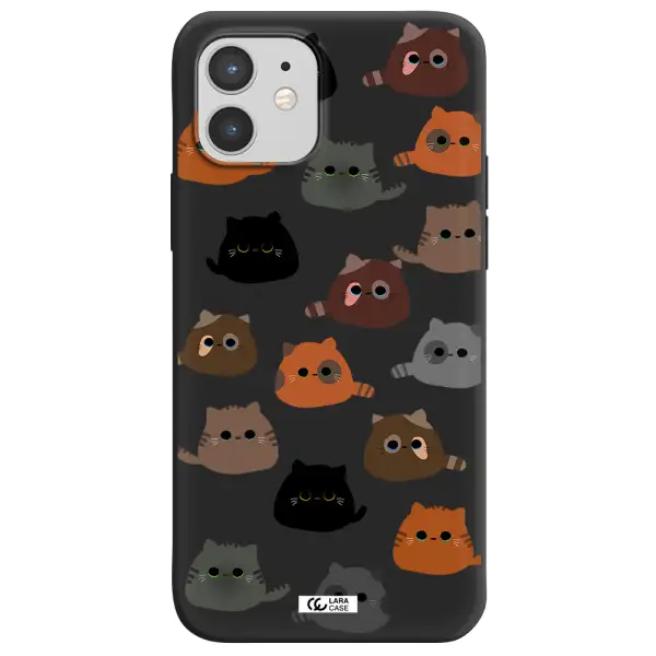 a group of cats with different colors Apple iPhone 12 mini Silicone black Case