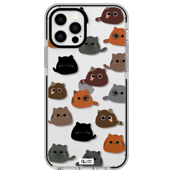 a group of cats with different colors Apple iPhone 12 pro impact black border Case