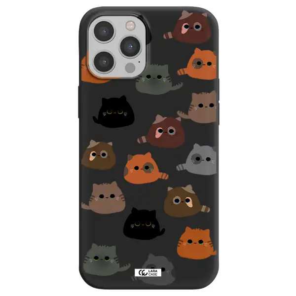 a group of cats with different colors Apple iPhone 12 pro Silicone black Case