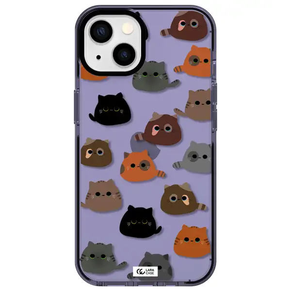a group of cats with different colors Apple iPhone 13 impact Lilac Case