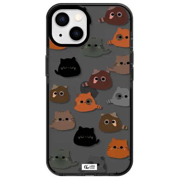 a group of cats with different colors Apple iPhone 13 impact Smoke Black Case