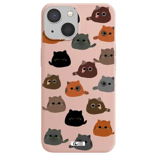 a group of cats with different colors Apple iPhone 13 mini Silicone pastel pink Case
