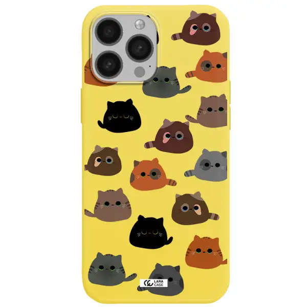 a group of cats with different colors Apple iPhone 13 Pro Max Silicone canary yellow Case