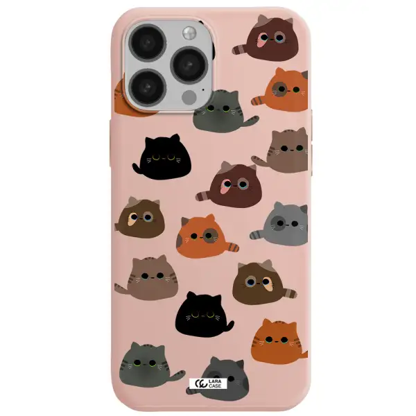 a group of cats with different colors Apple iPhone 13 Pro Max Silicone pastel pink Case