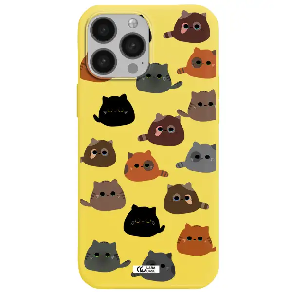 a group of cats with different colors Apple iPhone 13 Pro Silicone canary yellow Case