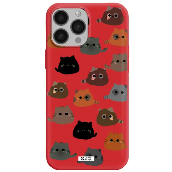 a group of cats with different colors Apple iPhone 13 Pro Silicone Imperial Red Case