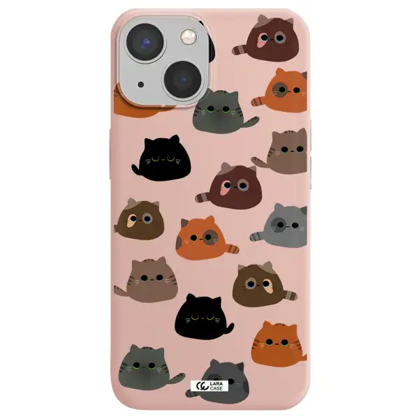 a group of cats with different colors Apple iPhone 13 Silicone pastel pink Case