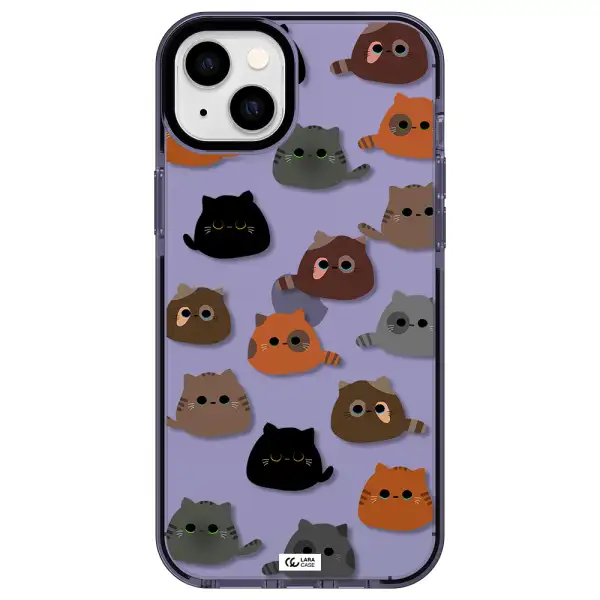 a group of cats with different colors Apple iPhone 14 plus impact Lilac Case