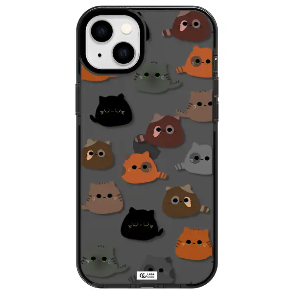 a group of cats with different colors Apple iPhone 14 plus impact Smoke Black Case