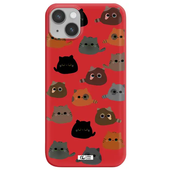 a group of cats with different colors Apple iPhone 14 plus Silicone Imperial Red Case
