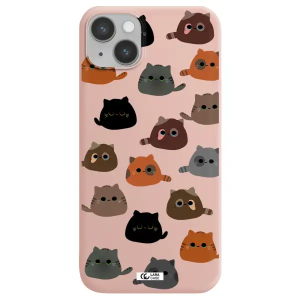 a group of cats with different colors Apple iPhone 14 plus Silicone pastel pink Case