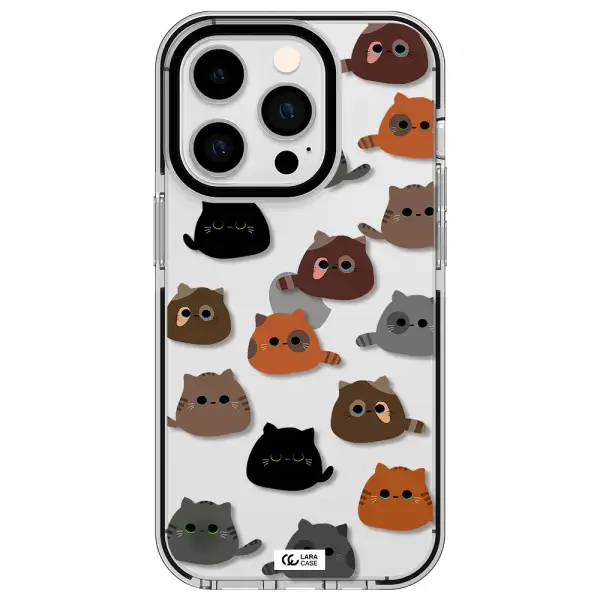 a group of cats with different colors Apple iPhone 14 pro impact black border Case
