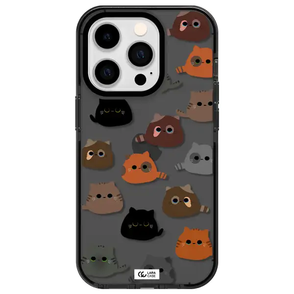 a group of cats with different colors Apple iPhone 14 pro impact Smoke Black Case