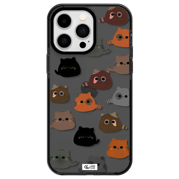 a group of cats with different colors Apple iPhone 14 pro max impact Smoke Black Case