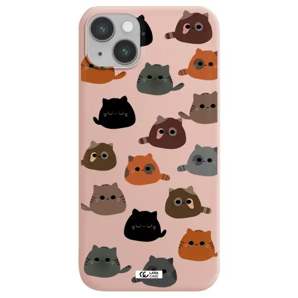 a group of cats with different colors Apple iPhone 14 Silicone pastel pink Case