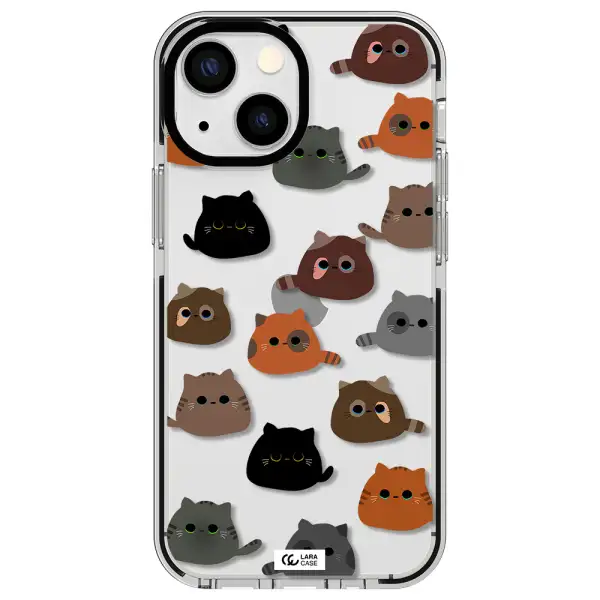 a group of cats with different colors Apple iPhone 15 Plus impact black border Case