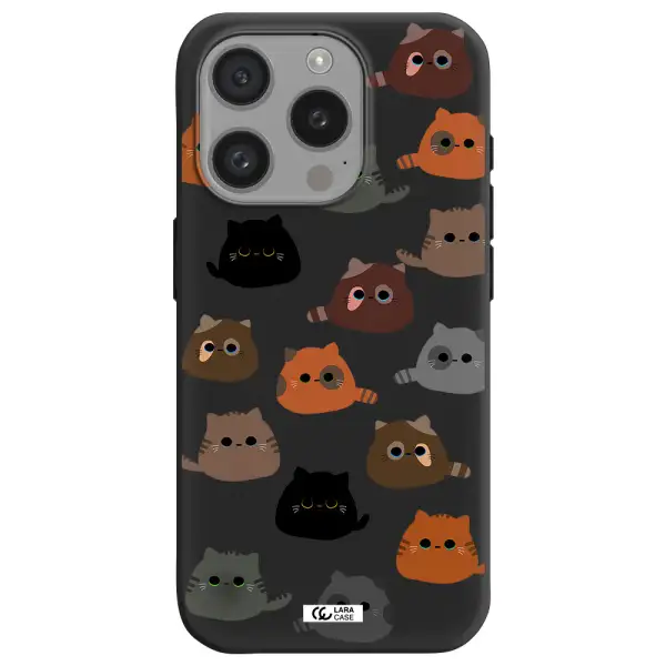 A Group Of Cats With Different Colors Apple Iphone 15 Pro Silicone Black Case