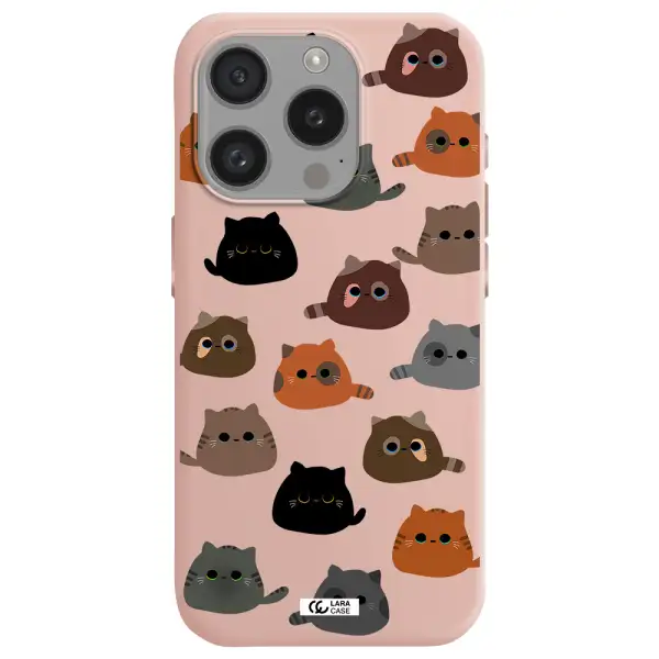 A Group Of Cats With Different Colors Apple Iphone 15 Pro Silicone Pastel Pink Case