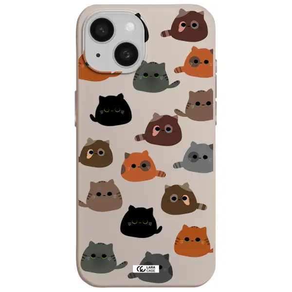 a group of cats with different colors Apple iPhone 15 Silicone Stone Case