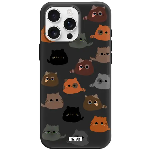 A Group Of Cats With Different Colors Apple Iphone 16 Pro Max Silicone Black Case