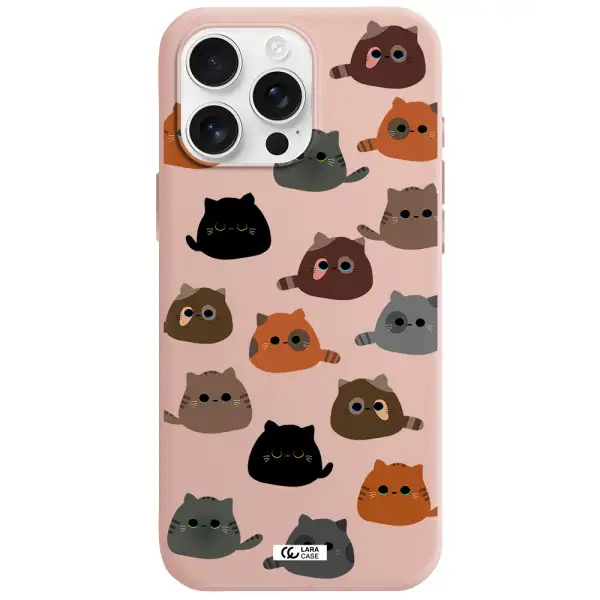 A Group Of Cats With Different Colors Apple Iphone 16 Pro Max Silicone Pastel Pink Case