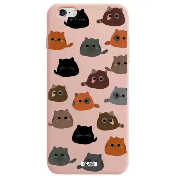 a group of cats with different colors Apple iPhone 6 plus Silicone pastel pink Case