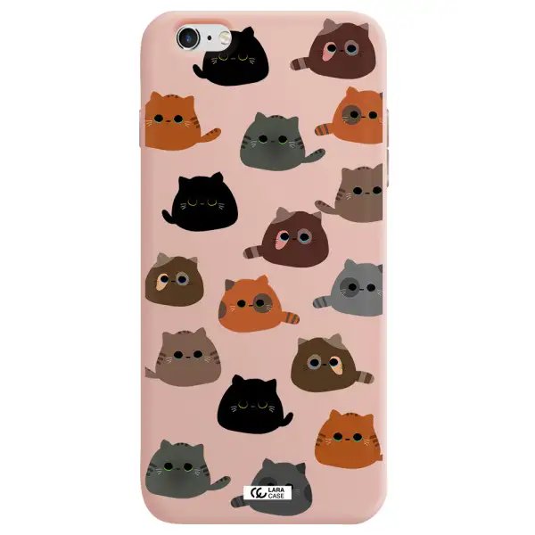 a group of cats with different colors Apple iPhone 6S Silicone pastel pink Case