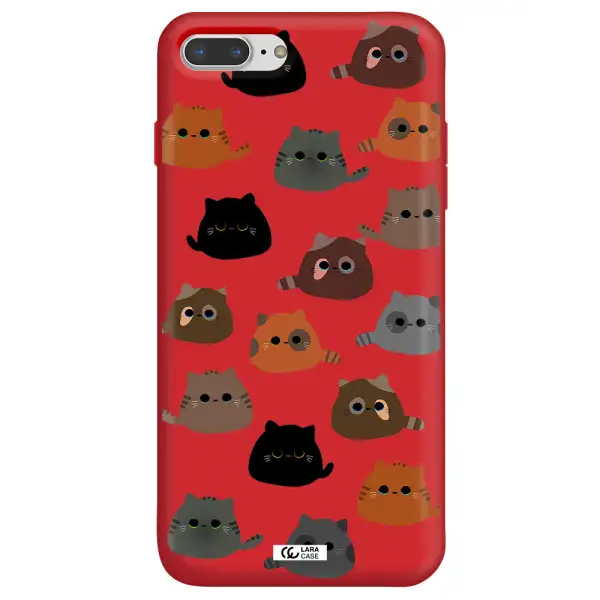 a group of cats with different colors Apple iPhone 7 plus Silicone Imperial Red Case