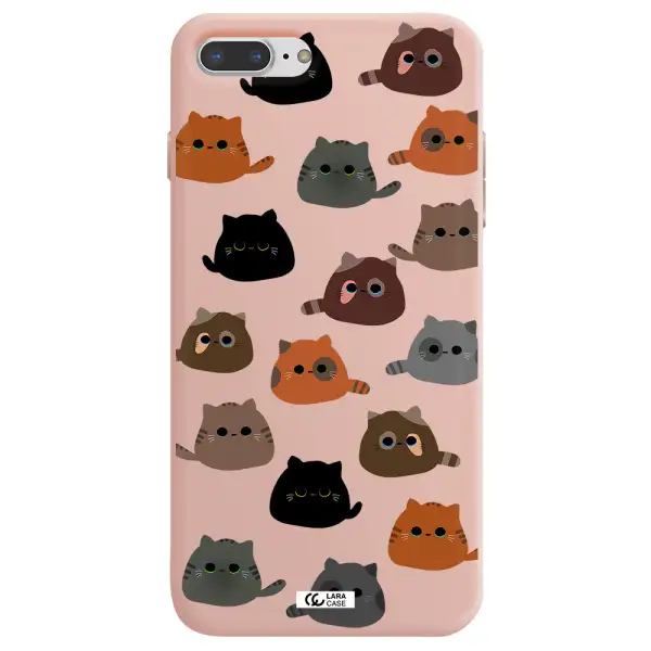 a group of cats with different colors Apple iPhone 7 plus Silicone pastel pink Case