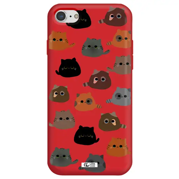 a group of cats with different colors Apple iPhone 7 Silicone Imperial Red Case