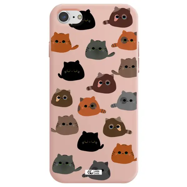 a group of cats with different colors Apple iPhone 7 Silicone pastel pink Case
