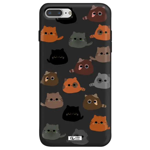 a group of cats with different colors Apple iPhone 8 plus Silicone black Case