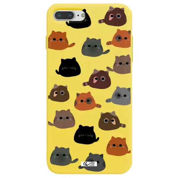 a group of cats with different colors Apple iPhone 8 plus Silicone canary yellow Case