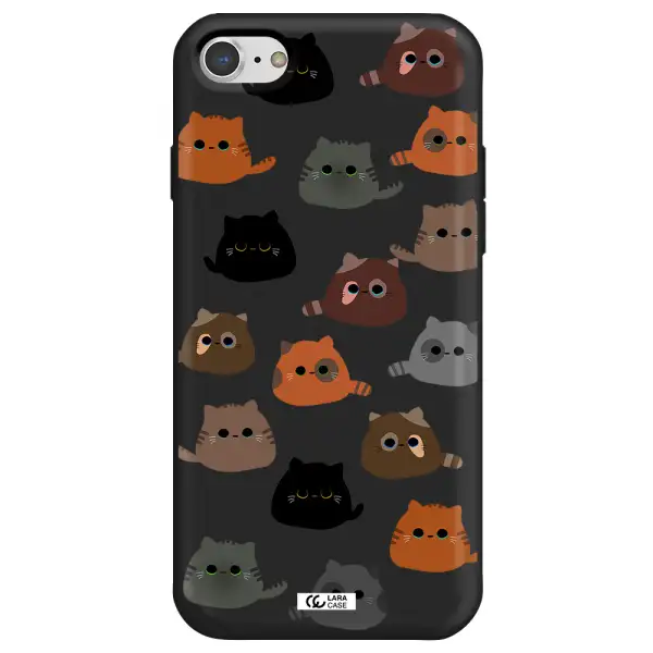 a group of cats with different colors Apple iPhone 8 Silicone black Case