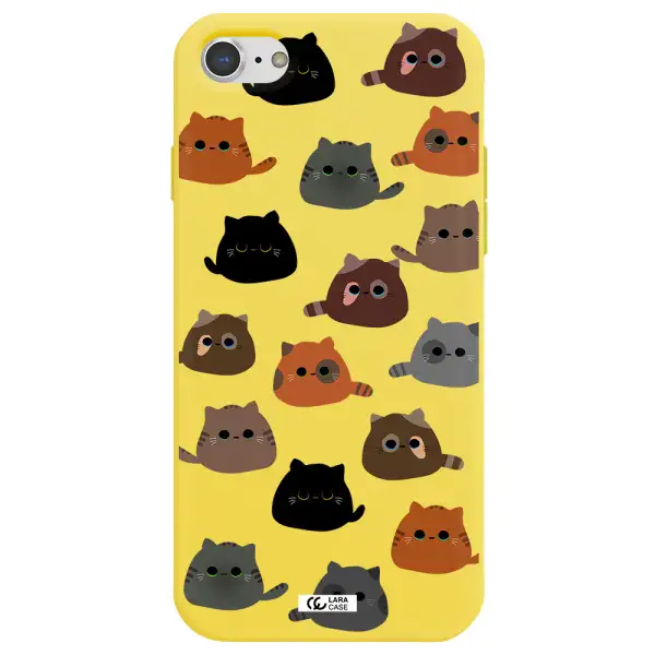 a group of cats with different colors Apple iPhone 8 Silicone canary yellow Case