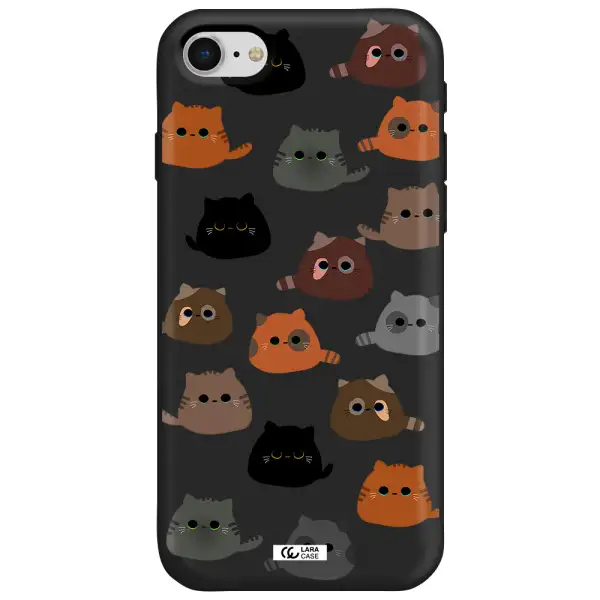 a group of cats with different colors Apple iPhone se 2020 Silicone black Case
