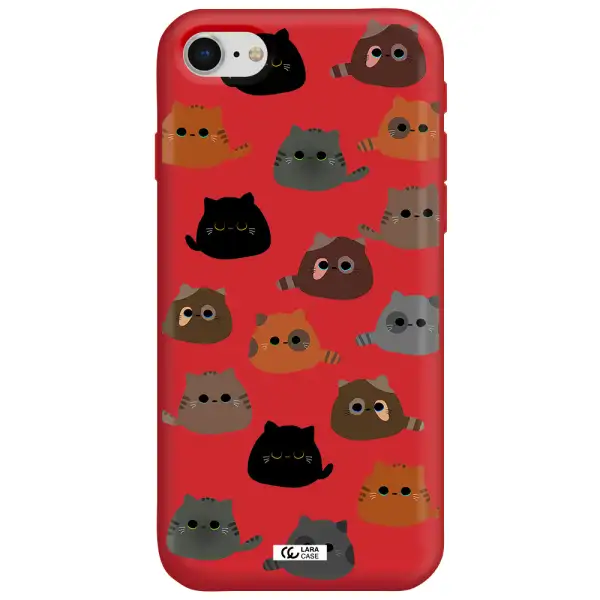 a group of cats with different colors Apple iPhone se 2020 Silicone Imperial Red Case